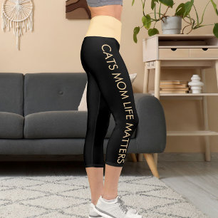 Leggings Capri Diversión personalizada de texto de nombre de gato