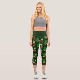 Leggings Capri divertida rata de árbol de navidad