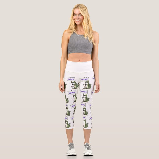 Leggings Capri Divertido cocodrilo alineador con personalizado de (Anverso)