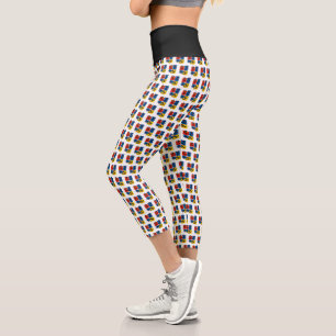 Leggings Capri Divertido patrón de arte abstracto de Axolotl Piet