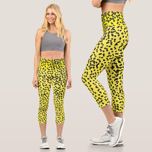 Leggings Capri Divertido patrón de manchas de pintura negra dálma