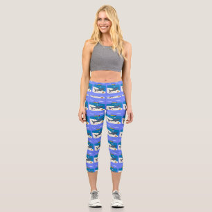 Leggings Capri Divertido tiburón durmiente y personalizado de pes