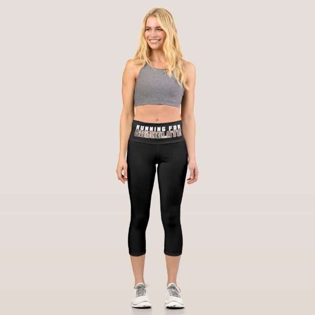 Leggings Capri Divertido Y Divertido Correr Para Diseño De Texto  (Anverso)