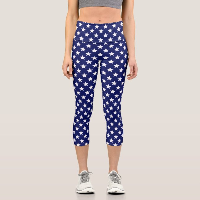 Leggings Capri DIY Colours Stars White Navy (Anverso)