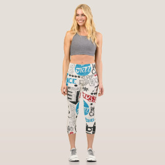 Leggings Capri Doodle de Jazz: Mezcla de Música Ecléctica