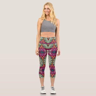 Leggings Capri Doodle étnico tribal geométrico floral