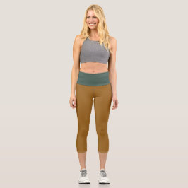 Leggings Capri Dorado Brown y Green Elegant, divertido combinació