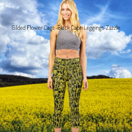 Leggings Capri Dorado Flower Cage Black