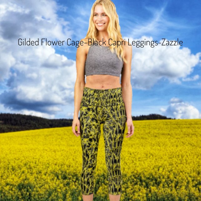 Leggings Capri Dorado Flower Cage Black (Subido por el creador)