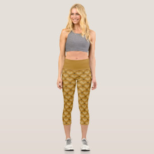 Leggings Capri Dorado oscuro amarillo falso brillo destellos Romá