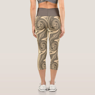 Leggings Capri Dorado Swirl - Trippy con efecto de oro fundido de