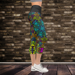 Leggings Capri Dot Mandala Flor amarillo azul y rosa