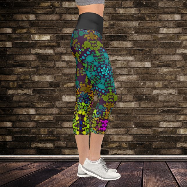 Leggings Capri Dot Mandala Flor amarillo azul y rosa (Subido por el creador)