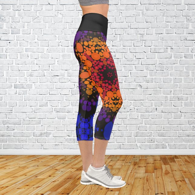 Leggings Capri Dot Mandala Flor amarillo morado y azul (Subido por el creador)