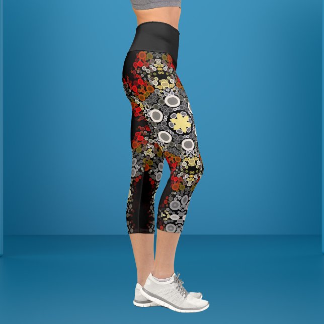 Leggings Capri Dot Mandala Flor Amarillo Rojo y Gris (Subido por el creador)