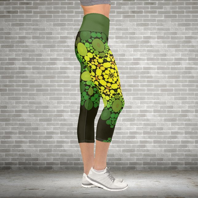 Leggings Capri Dot Mandala Flor Amarillo y Verde (Subido por el creador)