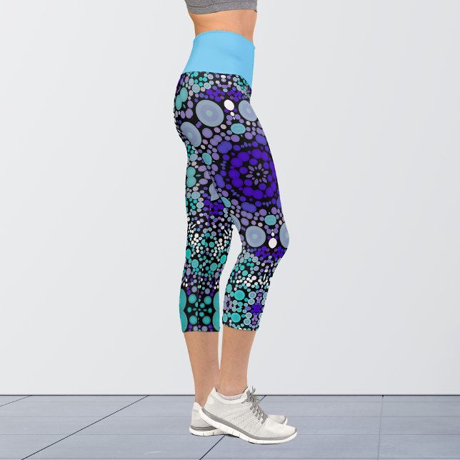 Leggings Capri Dot Mandala Flor Azul morado y blanco (Subido por el creador)