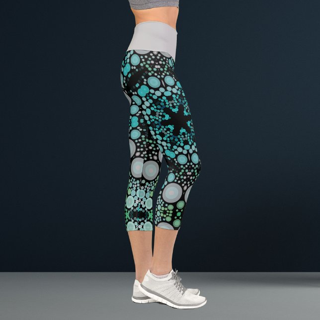Leggings Capri Dot Mandala Flor Azul Verde y gris (Subido por el creador)