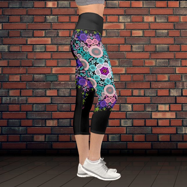 Leggings Capri Dot Mandala Flor Azul Verde y rosa (Subido por el creador)