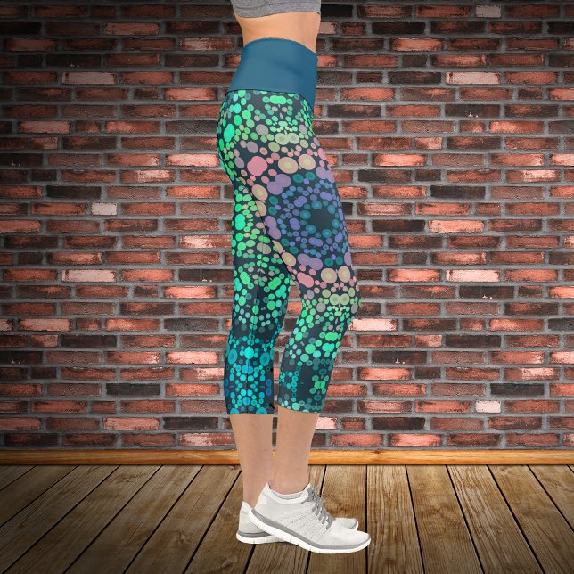 Leggings Capri Dot Mandala Flor Azul Verde y rosa (Subido por el creador)
