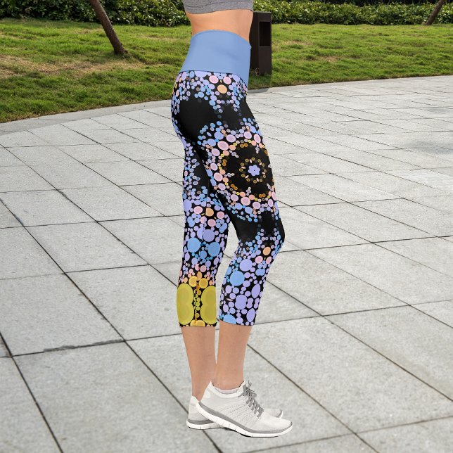 Leggings Capri Dot Mandala Flor azul y amarillo (Subido por el creador)