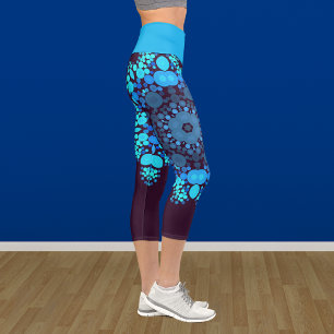 Leggings Capri Dot Mandala Flor Azul y Púrpura