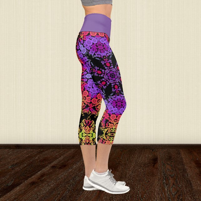Leggings Capri Dot Mandala Flor morado Naranja y amarillo (Subido por el creador)