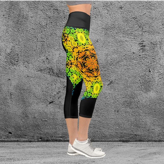 Leggings Capri Dot Mandala Flor Naranja Amarillo Verde y Azul (Subido por el creador)