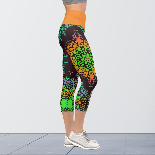 Leggings Capri Dot Mandala Flor Naranja Verde y Azul (Subido por el creador)