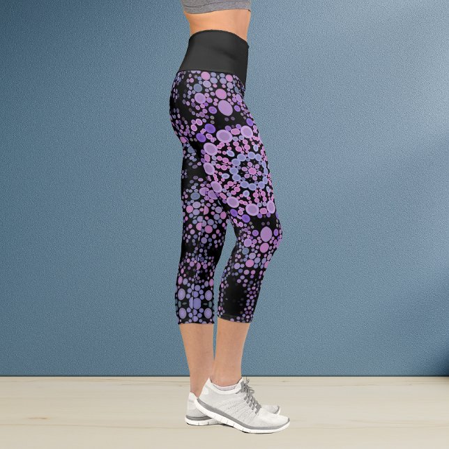 Leggings Capri Dot Mandala Flor rosa y morado (Subido por el creador)