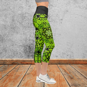 Leggings Capri Dot Mandala Flor Verde