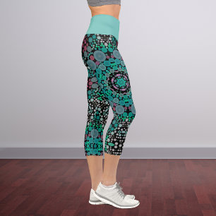 Leggings Capri Dot Mandala Flor Verde Azul y Rojo