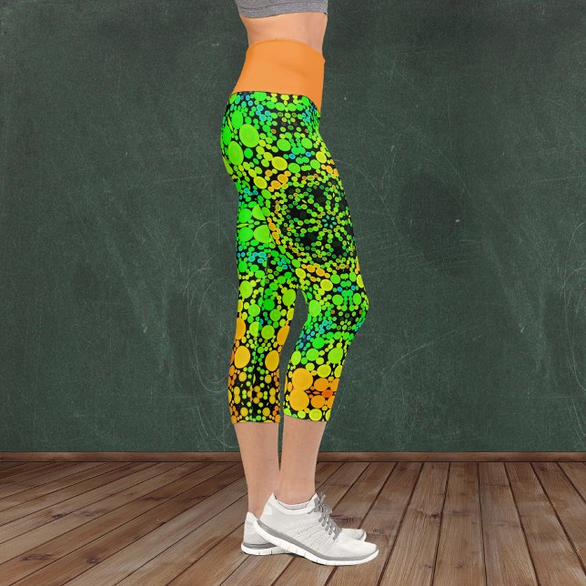 Leggings Capri Dot Mandala Flor Verde Naranja y Amarillo (Subido por el creador)