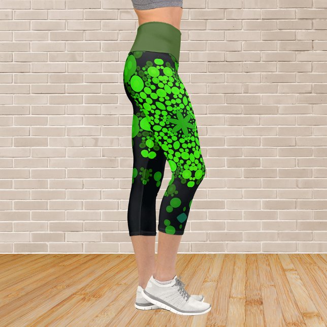 Leggings Capri Dot Mandala Flor Verde y Negro (Subido por el creador)