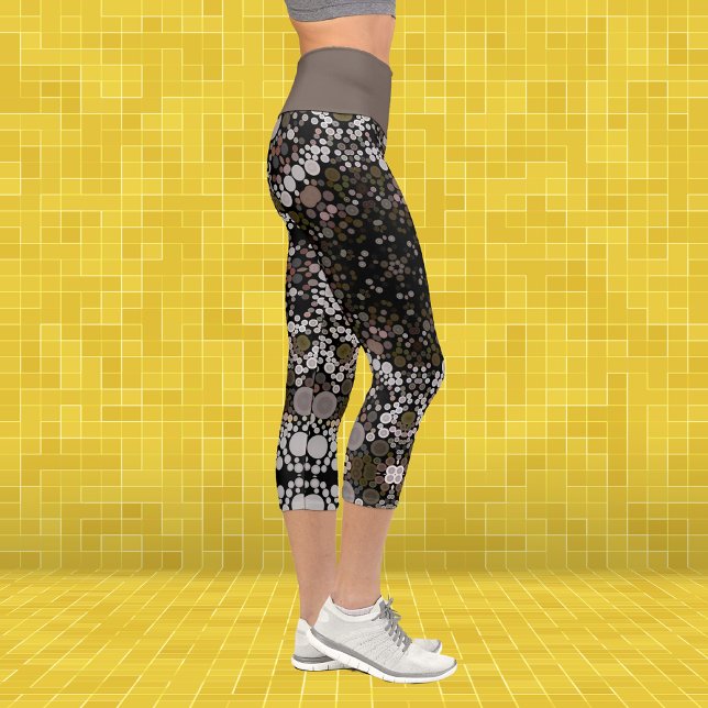 Leggings Capri Dot Mandala Flores Marrón y blanco (Subido por el creador)