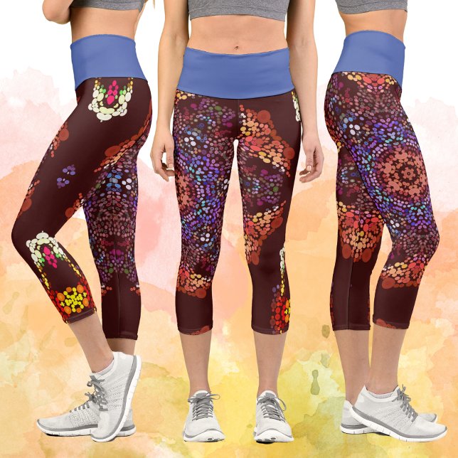 Leggings Capri Dot Mandala Naranja Azul y Púrpura (Subido por el creador)