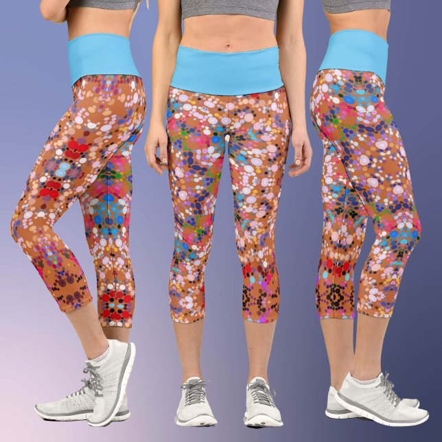 Leggings Capri Dot Mandala Naranja Rosa azul y blanco (Subido por el creador)