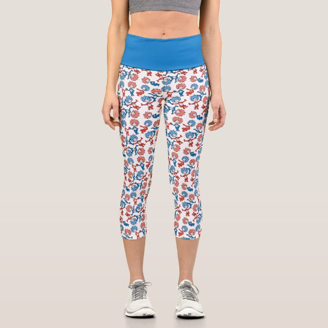 Leggings Capri Dr. Seuss | Cosa Una Cosa Dos Patrón De Bandera De (Anverso)
