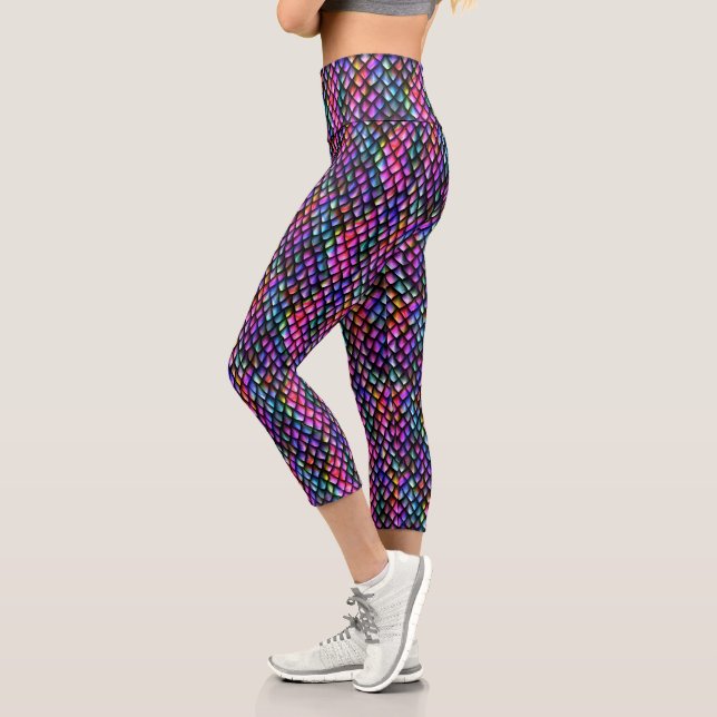 Leggings Capri Dragón arco iris escala las piernas #2 (Izquierda)