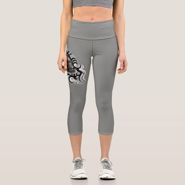 Leggings Capri Dragón chino en tatuaje (Anverso)
