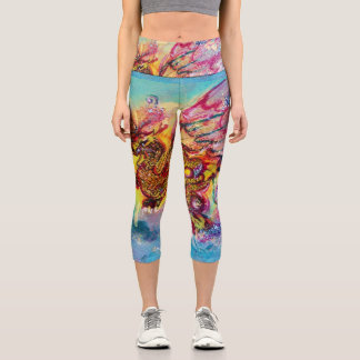 Leggings Capri DRAGÓN marino con fantasía rosa amarillo dorado az