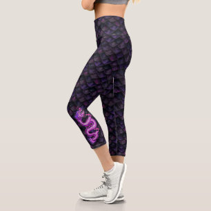 Leggings Capri Dragón negro rosado escurre dragón rosa