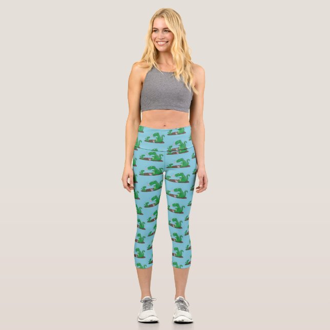 Leggings Capri dragones cortos asando malvaviscos personalizado (Anverso)