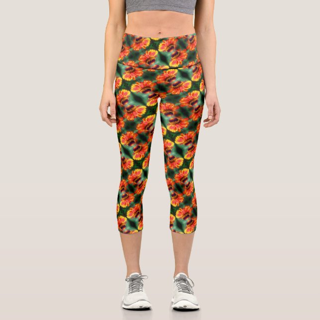 Leggings Capri Dreamy Zinnia Flower Pattern (Anverso)