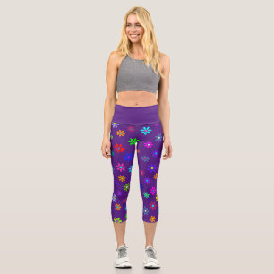 Leggings Capri Ducha de alimentación de flores - patrón de color