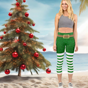 Leggings Capri Duende de brillo verde afortunado día de San Patri