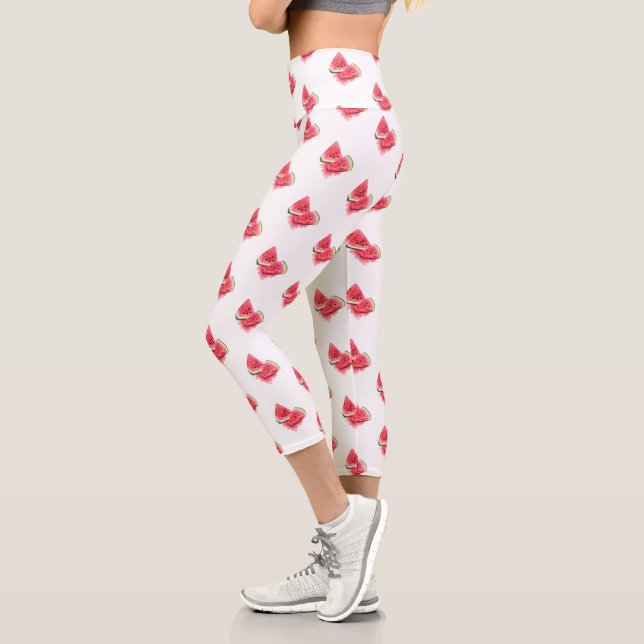 Leggings Capri Dulce Rojo Jugoso Pieces de sandía Tasty - Dibujo (Izquierda)