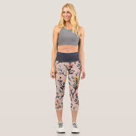 Leggings Capri Dusty Rosa Boho Floral acuarela