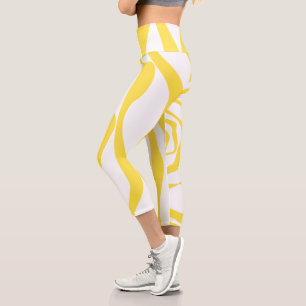 Leggings Capri Ebb y Flow 4 en amarillo limón y blanco