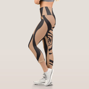 Leggings Capri Ebb y Flow 4 en Tan y Negro